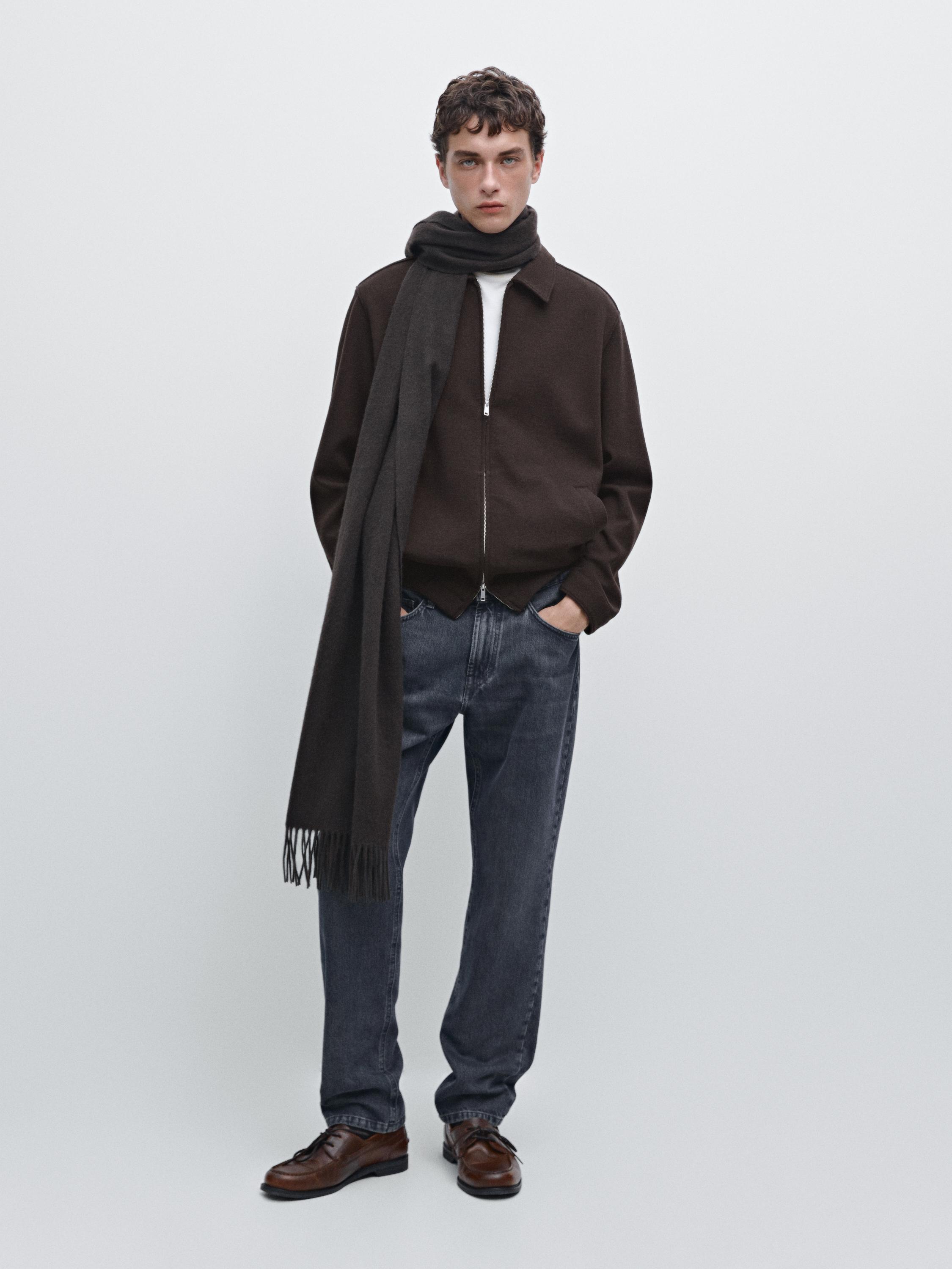 Short double wool blend jacket